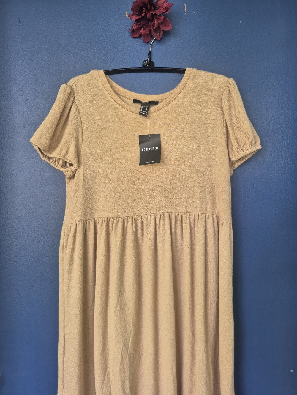 Forever 21 Tan Babydoll Midi Dress